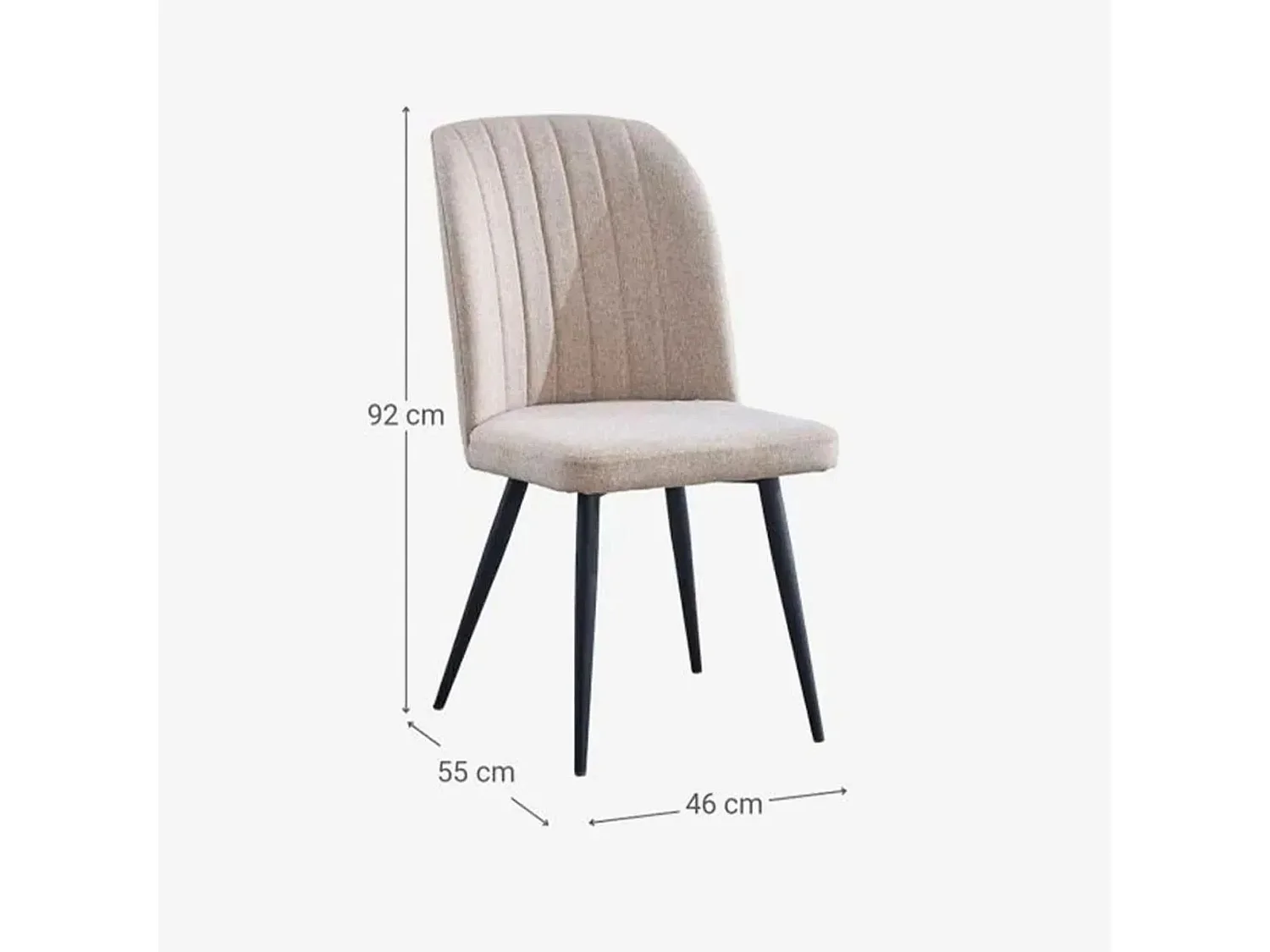 Conjunto de Comedor – Mesa Fija Rectangular con Tapa MDF y Patas Metálicas Negras + 4 Sillas Tapizadas en Tela (Beig)