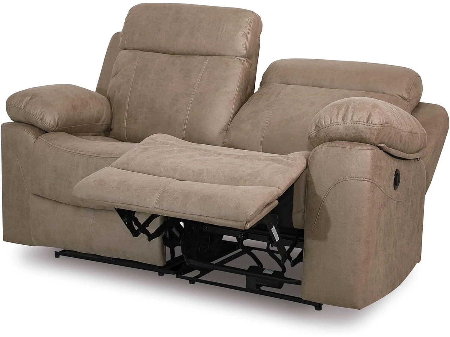 Sofá Relax Reclinable 2 Plazas con Palanca y Reposapiés Elevable, Tapizado en Microfibra Cemento– Sofá Ergonómico.