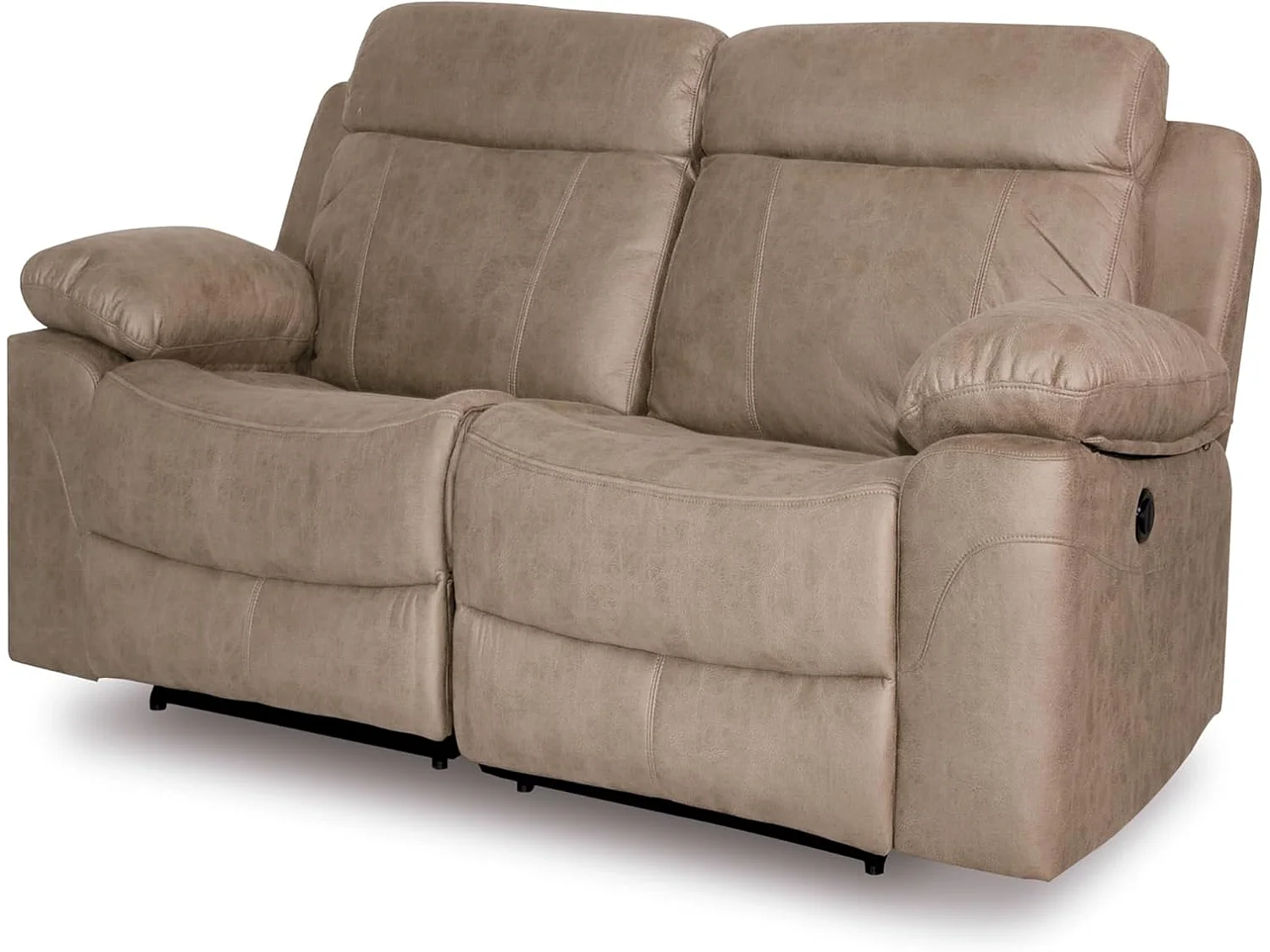 Sofá Relax Reclinable 2 Plazas con Palanca y Reposapiés Elevable, Tapizado en Microfibra Cemento– Sofá Ergonómico.