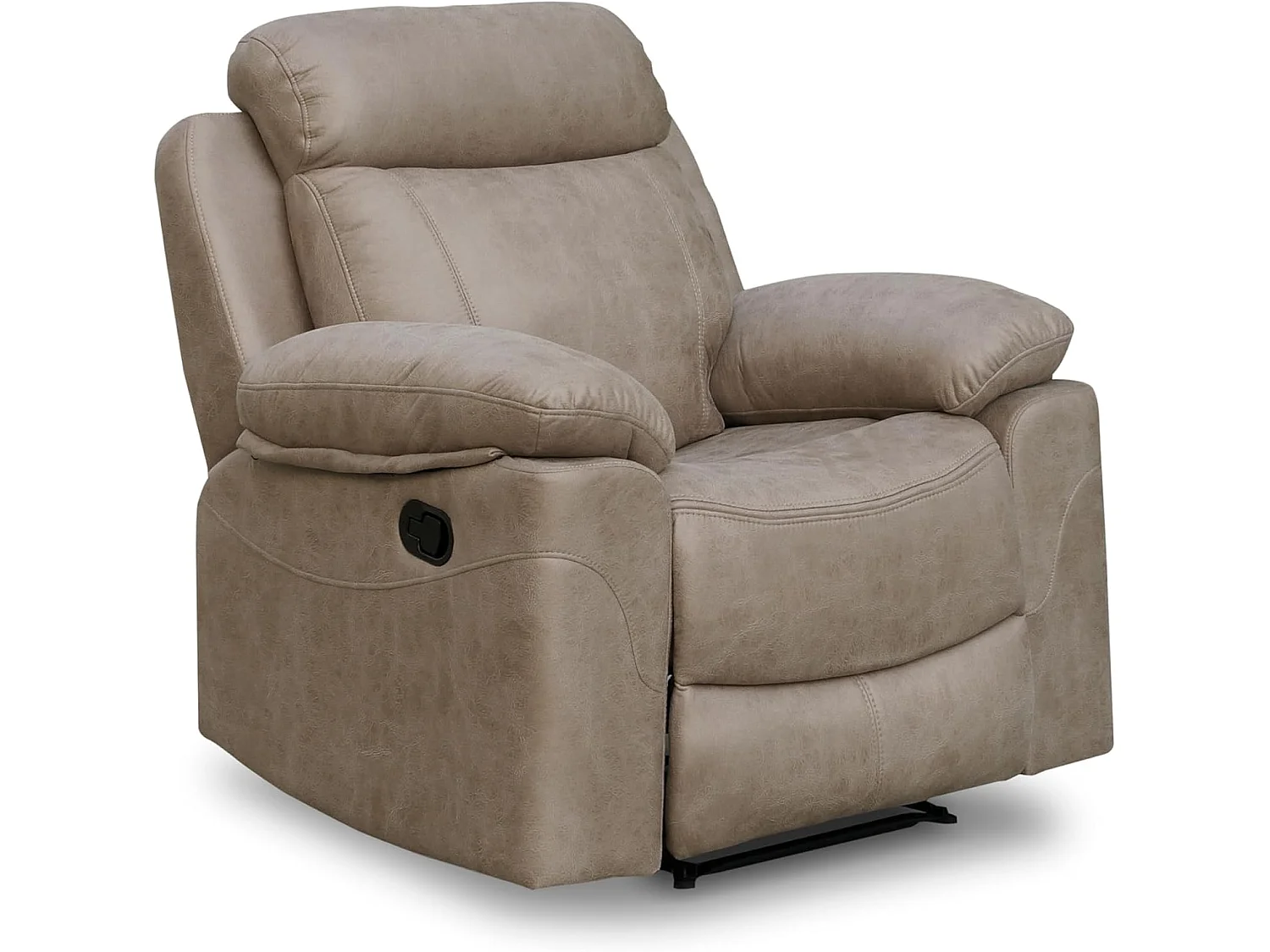 Sillón Relax Reclinable con Palanca y Reposapiés Elevable, Tapizado en Microfibra Cemento – Butaca Ergonómica de Alta Comodidad