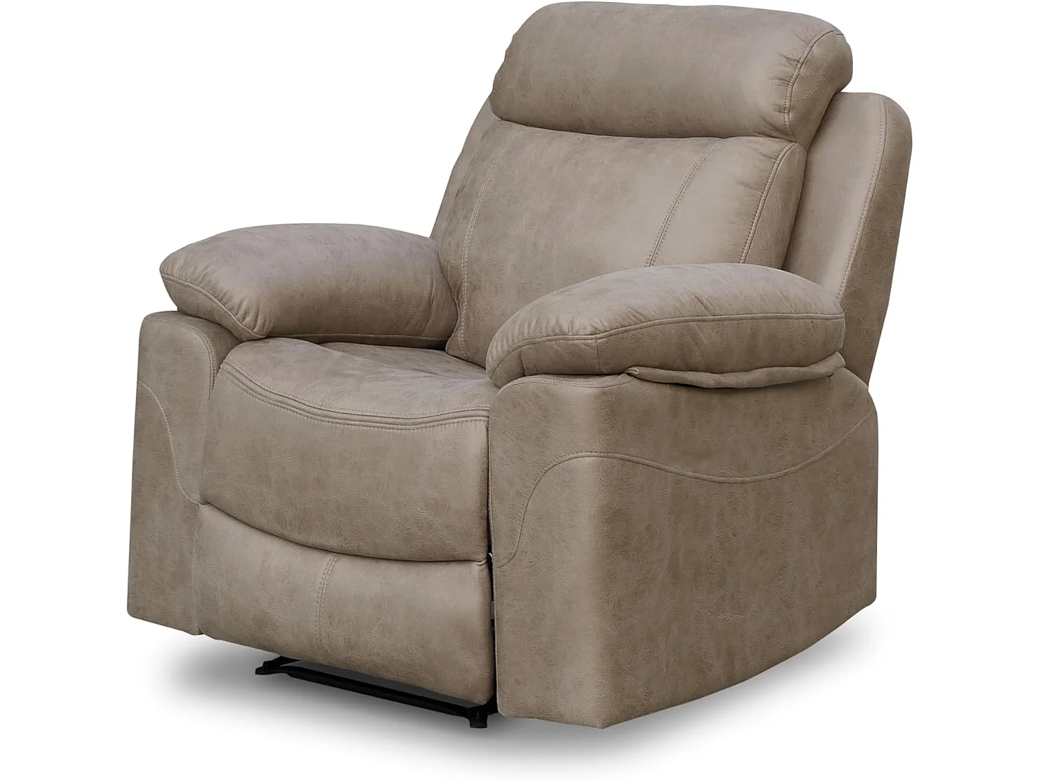 Sillón Relax Reclinable con Palanca y Reposapiés Elevable, Tapizado en Microfibra Cemento – Butaca Ergonómica de Alta Comodidad