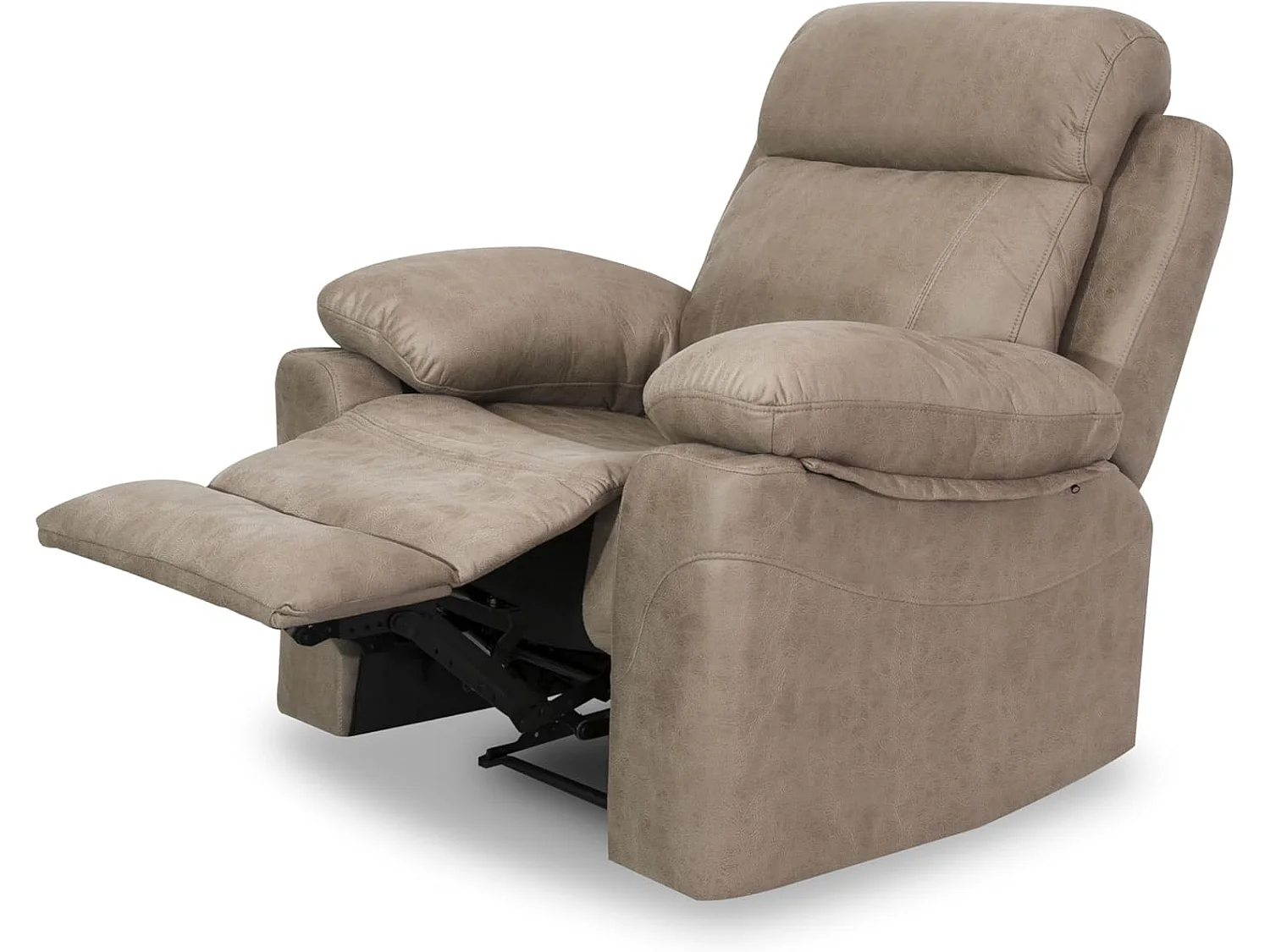 Sillón Relax Reclinable con Palanca y Reposapiés Elevable, Tapizado en Microfibra Cemento – Butaca Ergonómica de Alta Comodidad