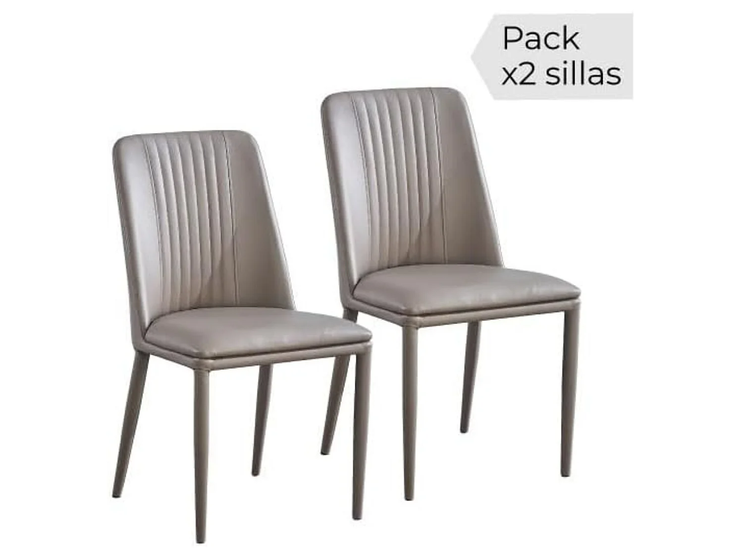 Conjunto de Comedor – Mesa Fija con Tapa Cerámica Imitación Mármol y Patas Metálicas Negras + 4 Sillas Tapizadas en PU (Latte)