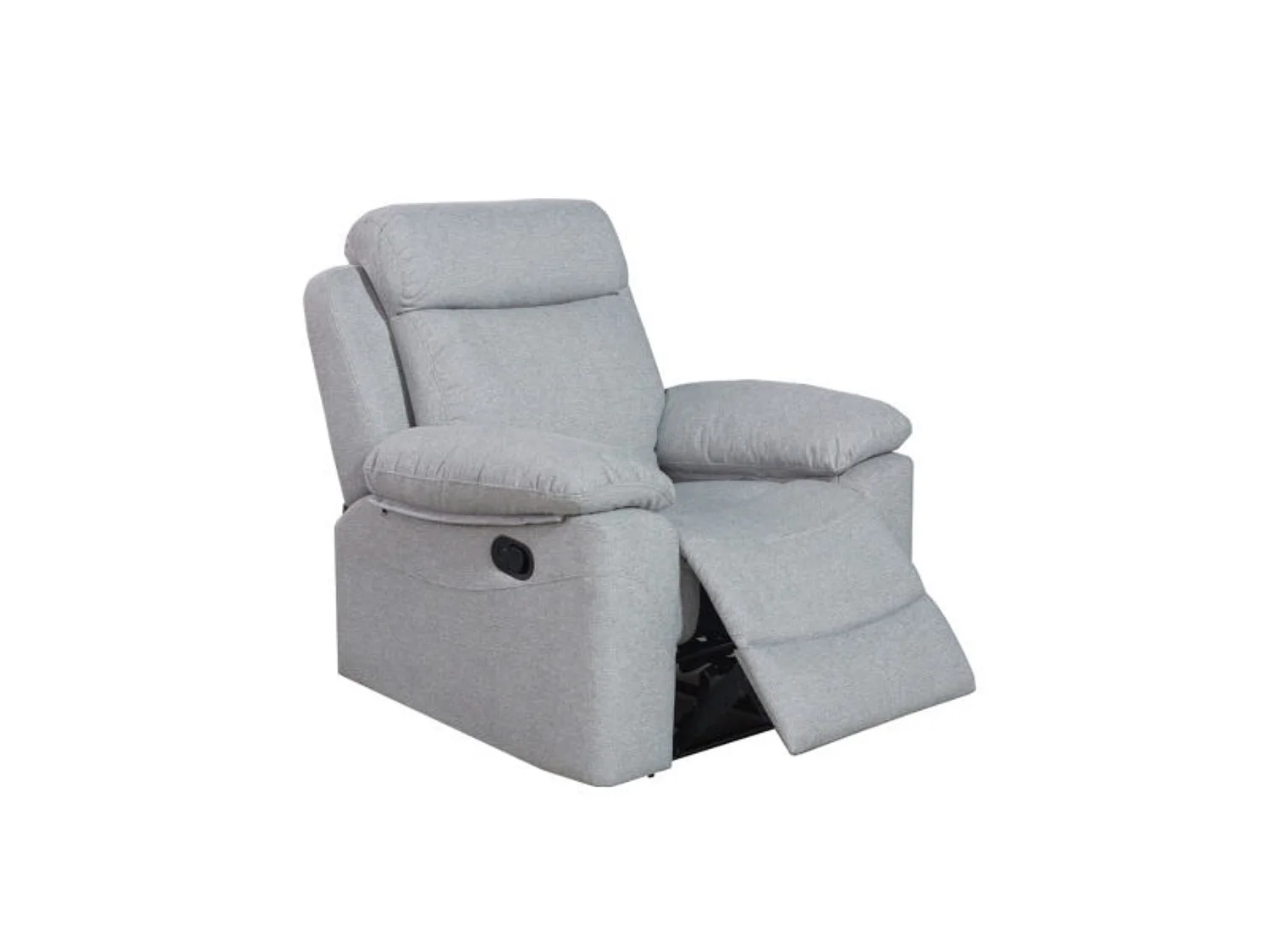 Sofá Relax 1 Plaza Reclinable Manual – Tapizado en Tela Gris, Estructura de Pino y Máximo Confort.