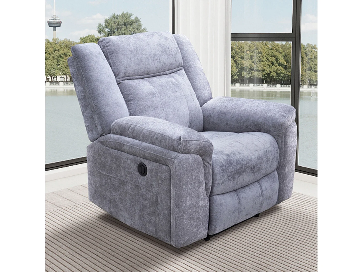 Sillón Relax Eléctrico 1 Plaza con Reclinación Motorizada y Asiento con Muelles Ensacados – Tapizado en Gris, Diseño Ergonómico y Elegante