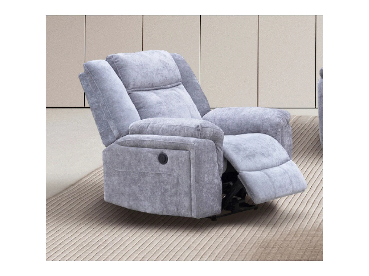 Sillón Relax Eléctrico 1 Plaza con Reclinación Motorizada y Asiento con Muelles Ensacados – Tapizado en Gris, Diseño Ergonómico y Elegante
