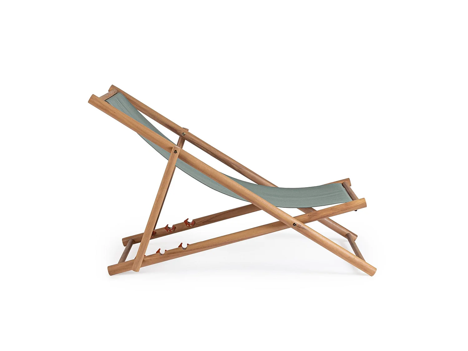 Lot de 4 chaises longues en acacia et tissu vert - MONSARAZ