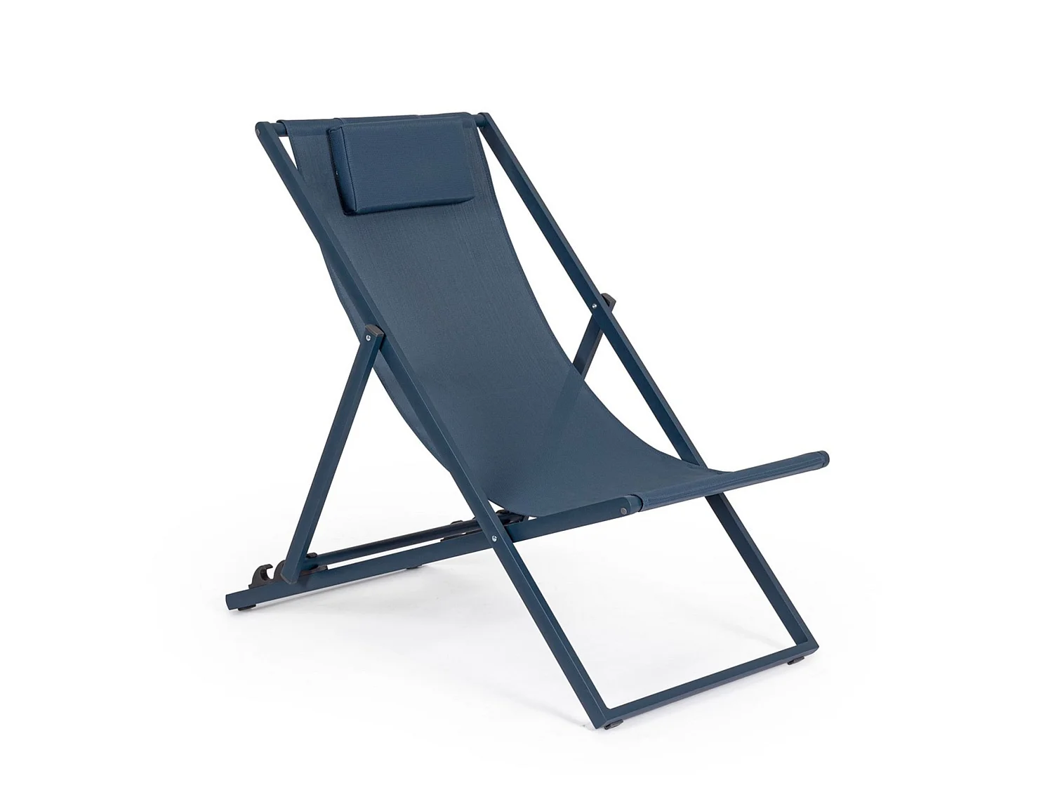 Lot de 4 chaises longues de jardin en textilène et aluminium bleu marine - TAYLOR