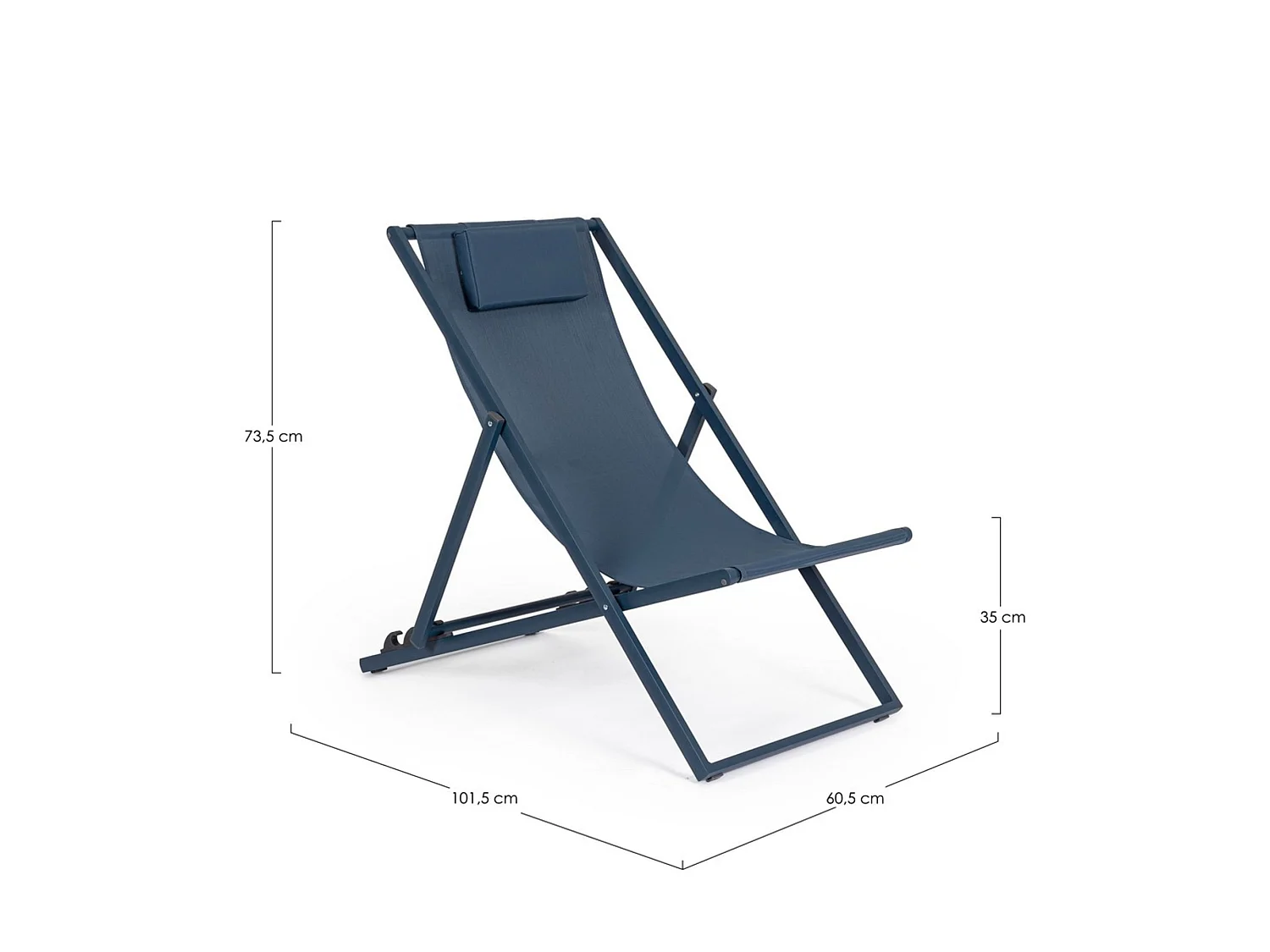 Lot de 4 chaises longues de jardin en textilène et aluminium bleu marine - TAYLOR