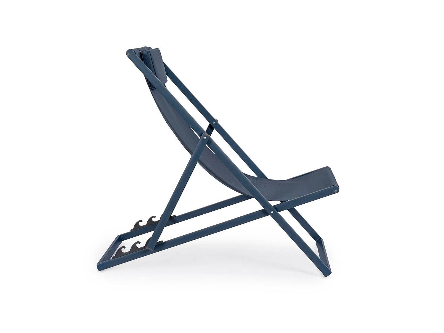 Lot de 4 chaises longues de jardin en textilène et aluminium bleu marine - TAYLOR