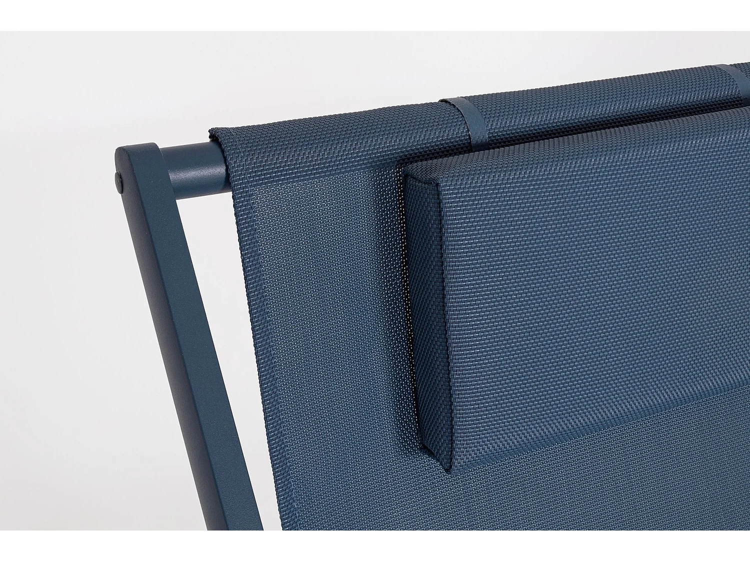 Lot de 4 chaises longues de jardin en textilène et aluminium bleu marine - TAYLOR