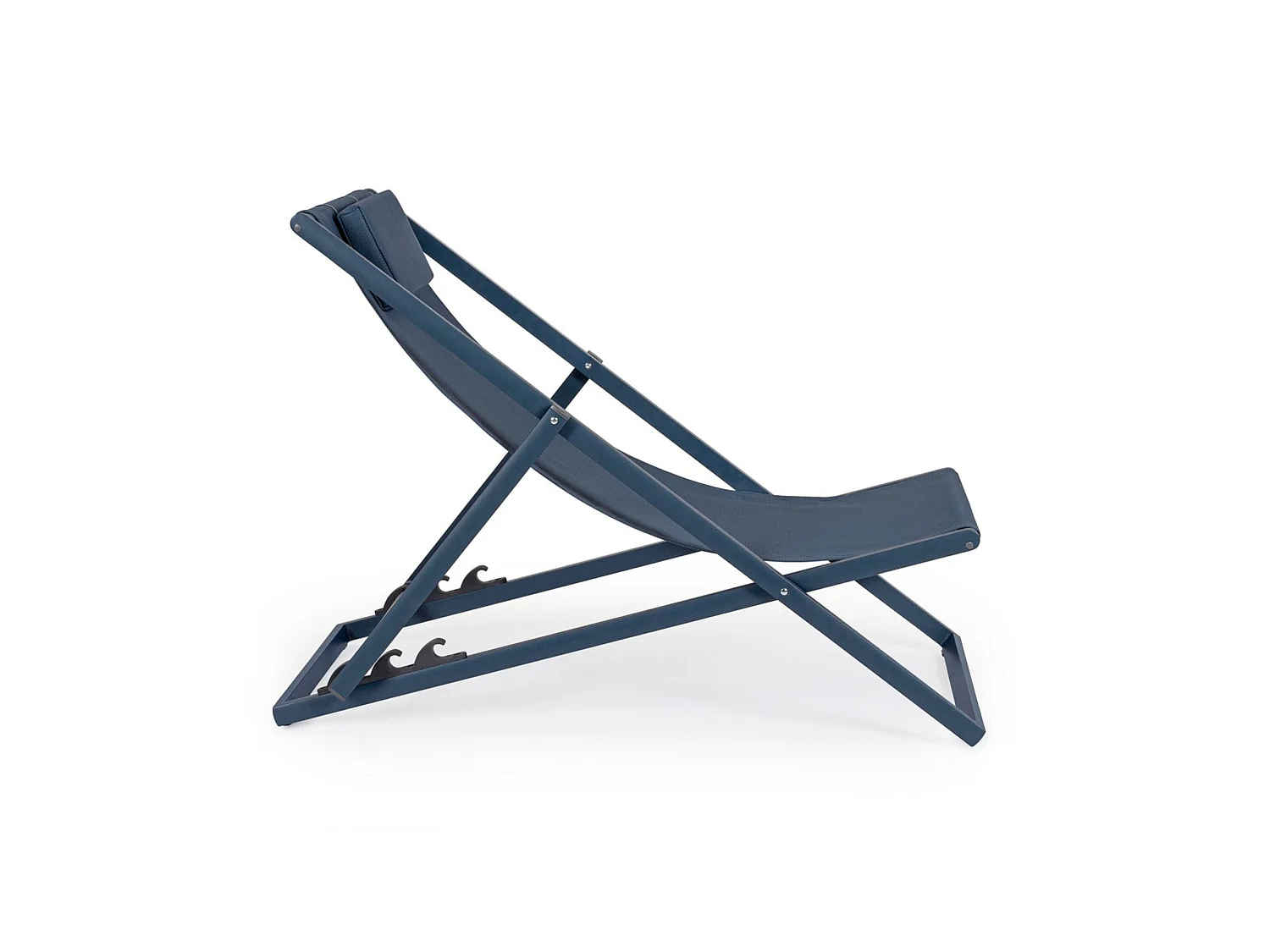 Lot de 4 chaises longues de jardin en textilène et aluminium bleu marine - TAYLOR