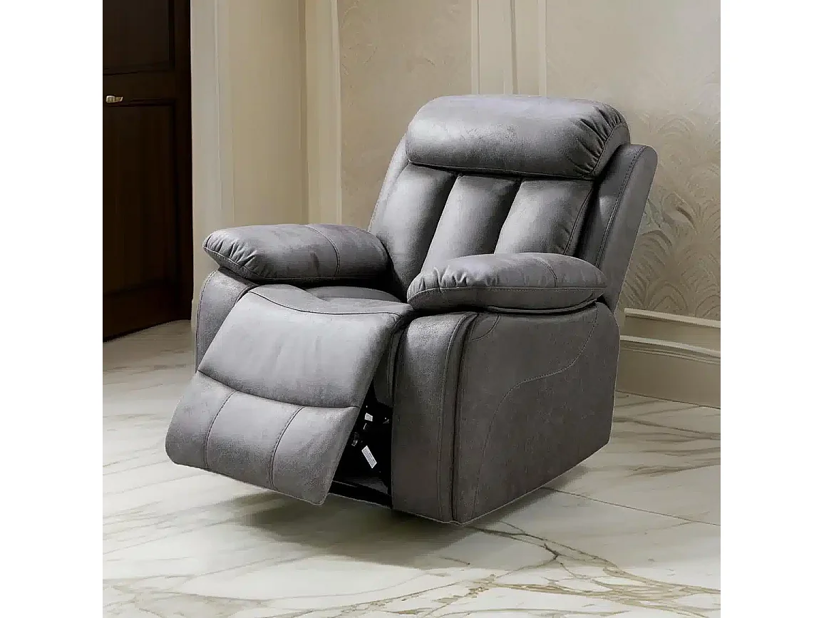 Sofá Relax de 1 Plaza con Reclinación Manual y Reposapiés – Tapizado en Marengo – Comodidad y Estilo.