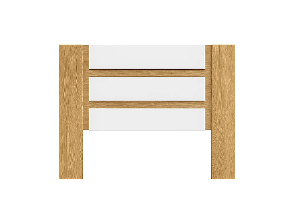 Cabecero de Matrimonio con Patas 160 cm + 2 Mesitas de Noche con 3 Cajones, Color Cambria y Blanco, Estilo Moderno, Formato Kit Fácil Montaje