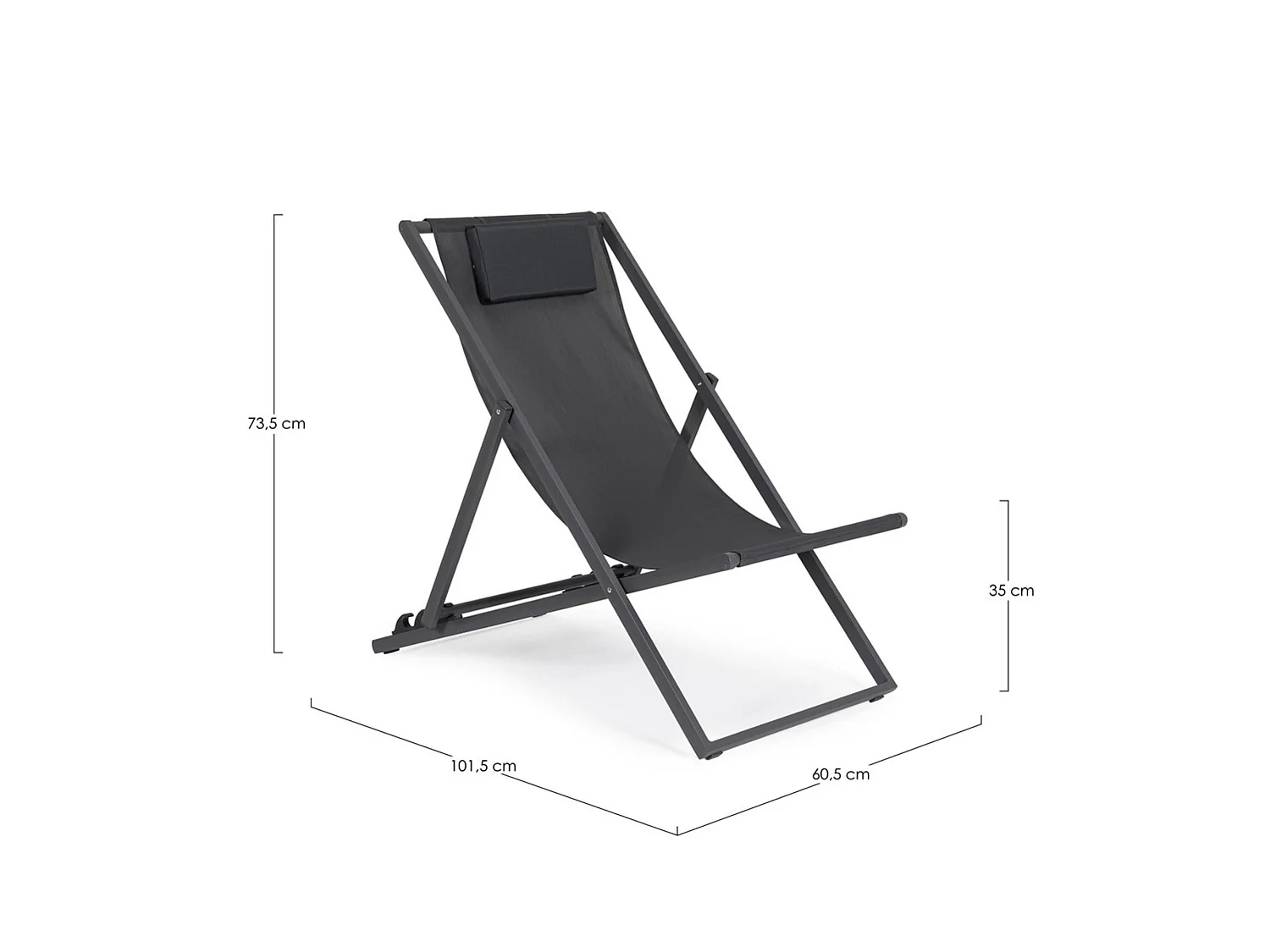 Lot de 4 chaises longues de jardin en textilène et structure en aluminium - TAYLOR
