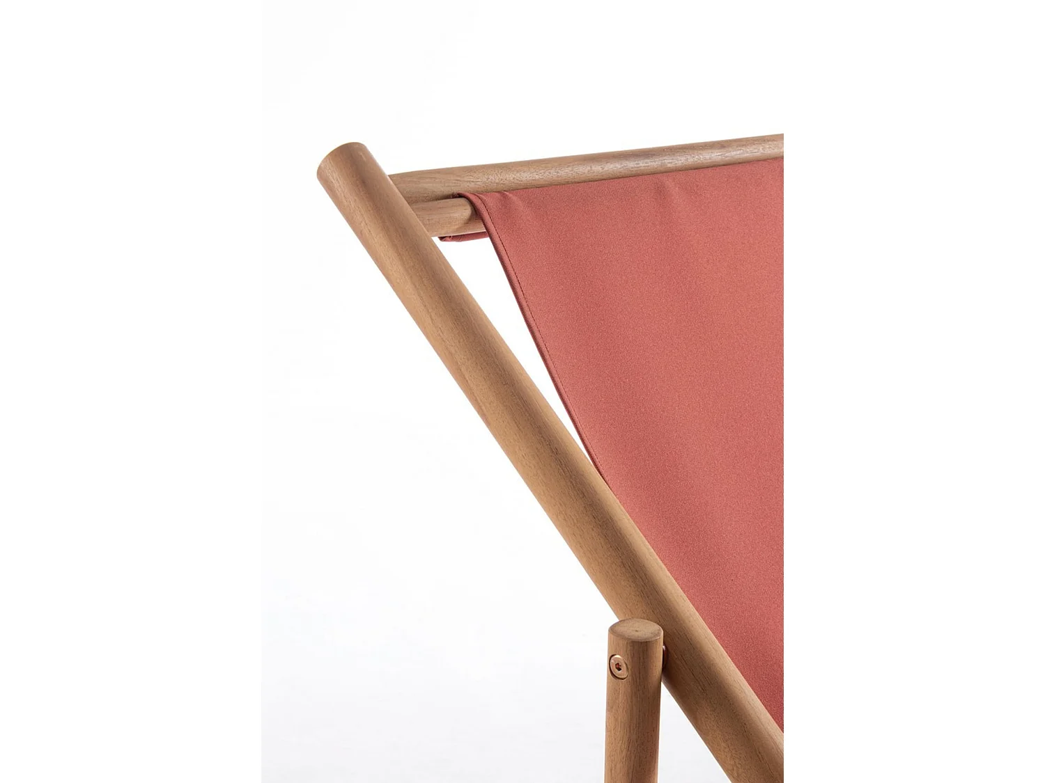 Lot de 4 chaises longues en acacia et tissu terracotta - MONSARAZ