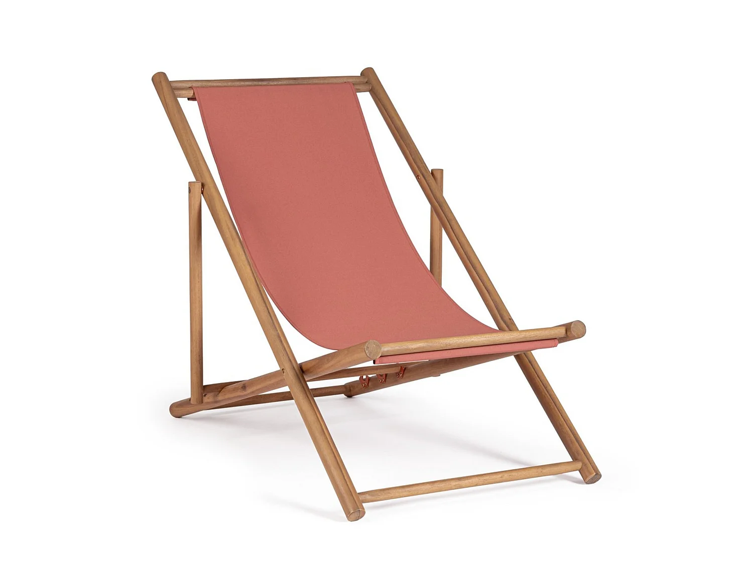 Lot de 2 chaises longues en acacia et tissu terracotta - MONSARAZ