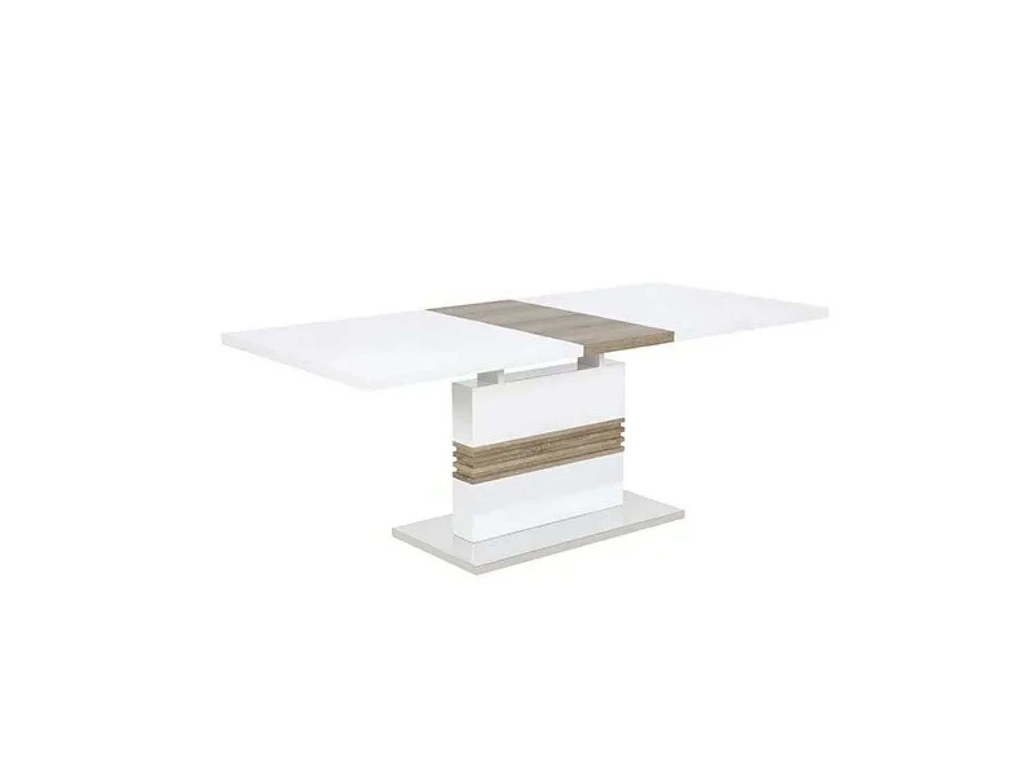 Conjunto de Comedor Extensible – Mesa Lacada Blanco Brillo y Cambria + 4 Sillas Tapizadas en Microfibra Color Marengo con Patas Cromadas