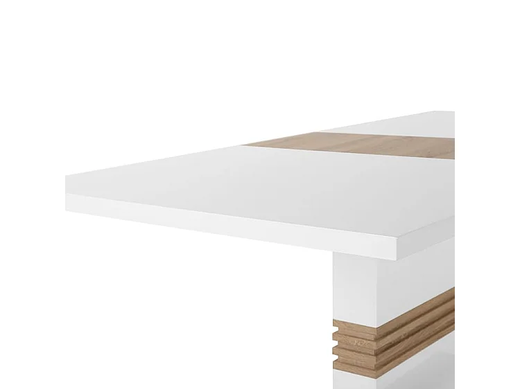 Conjunto de Comedor Extensible – Mesa Lacada Blanco Brillo y Cambria + 4 Sillas Tapizadas en Microfibra Color Marengo con Patas Cromadas