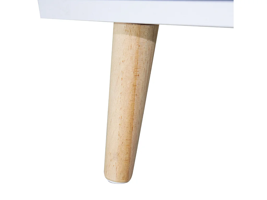 Conjunto de Dormitorio Blanco – Cabecero de 168 cm + 2 Mesitas de Noche con Cajones – Estilo Nórdico Moderno con Patas de Madera Natural y Tiradores