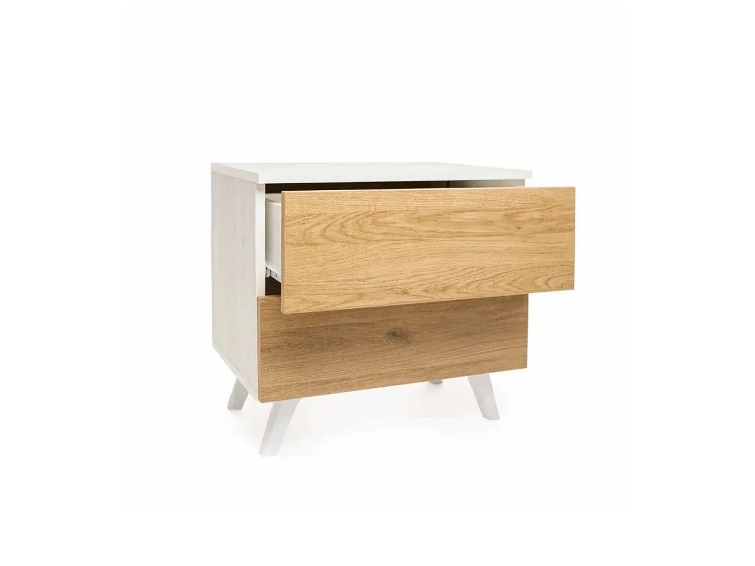 Cabecero de Matrimonio con Luces LED + 2 Mesitas de Noche – Diseño Nórdico en Blanco Veteado y Roble – Dormitorio Moderno.