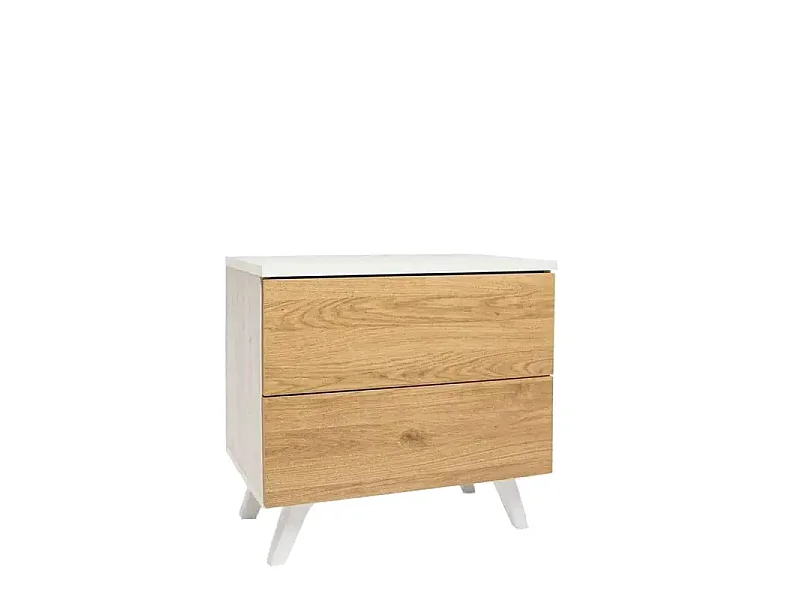 Cabecero de Matrimonio con Luces LED + 2 Mesitas de Noche – Diseño Nórdico en Blanco Veteado y Roble – Dormitorio Moderno.
