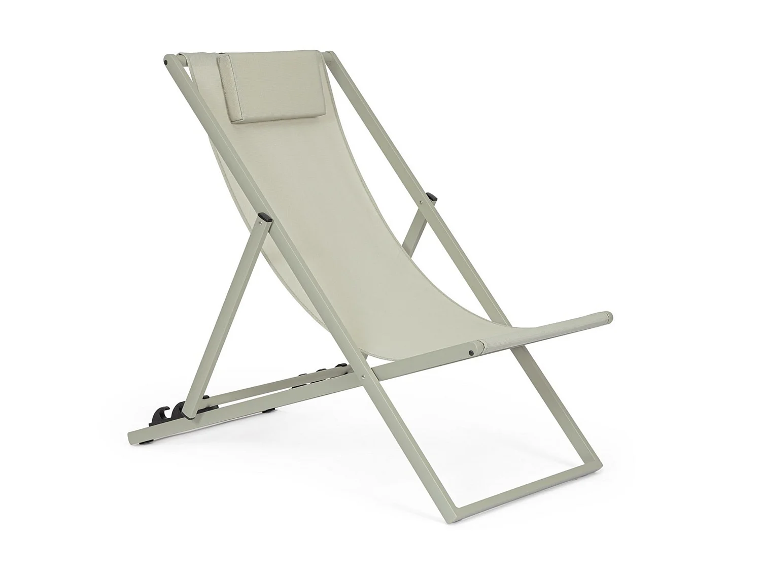 Lot de 4 chaises longues de jardin en textilène et structure en aluminium vert - TAYLOR