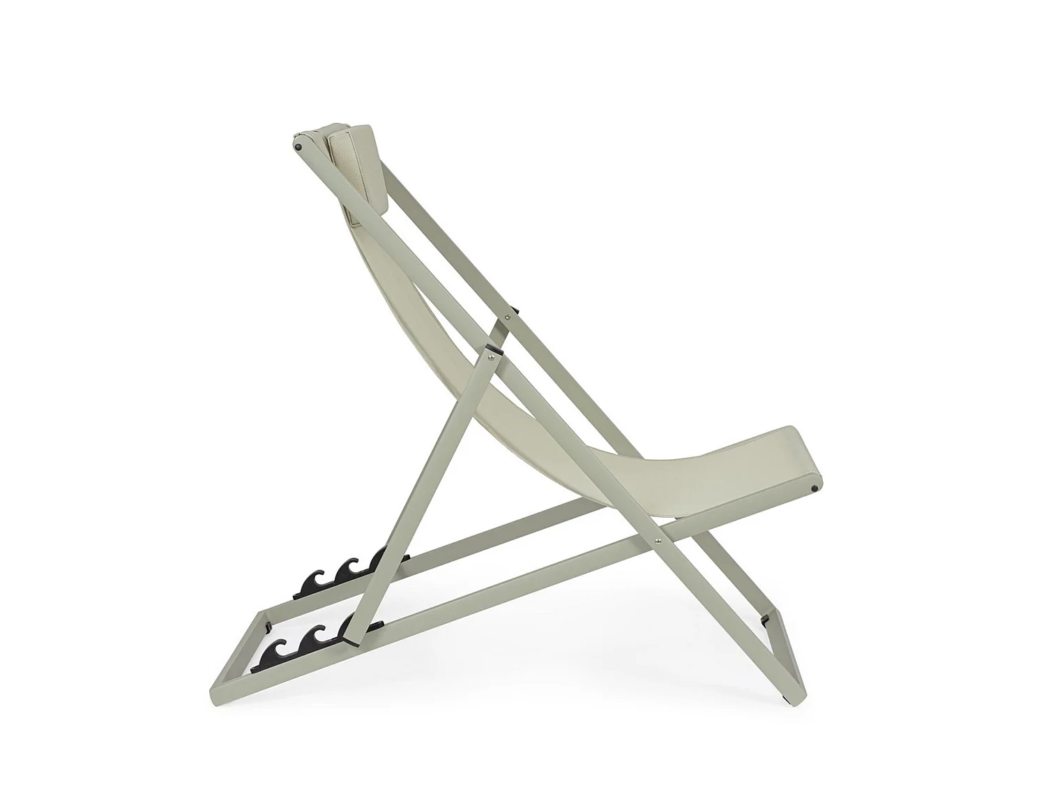 Lot de 4 chaises longues de jardin en textilène et structure en aluminium vert - TAYLOR