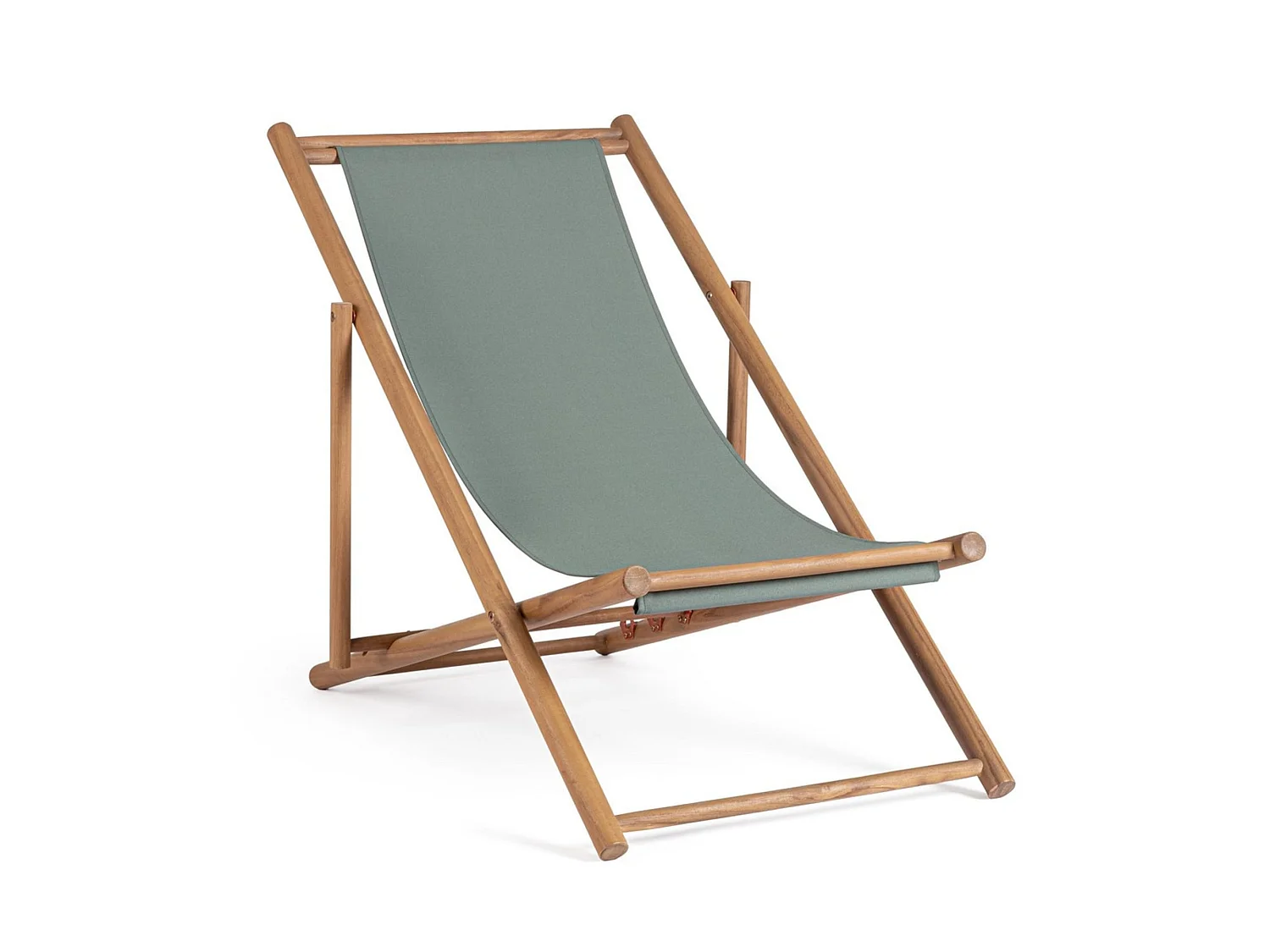 Lot de 2 chaises longues en acacia et tissu vert - MONSARAZ