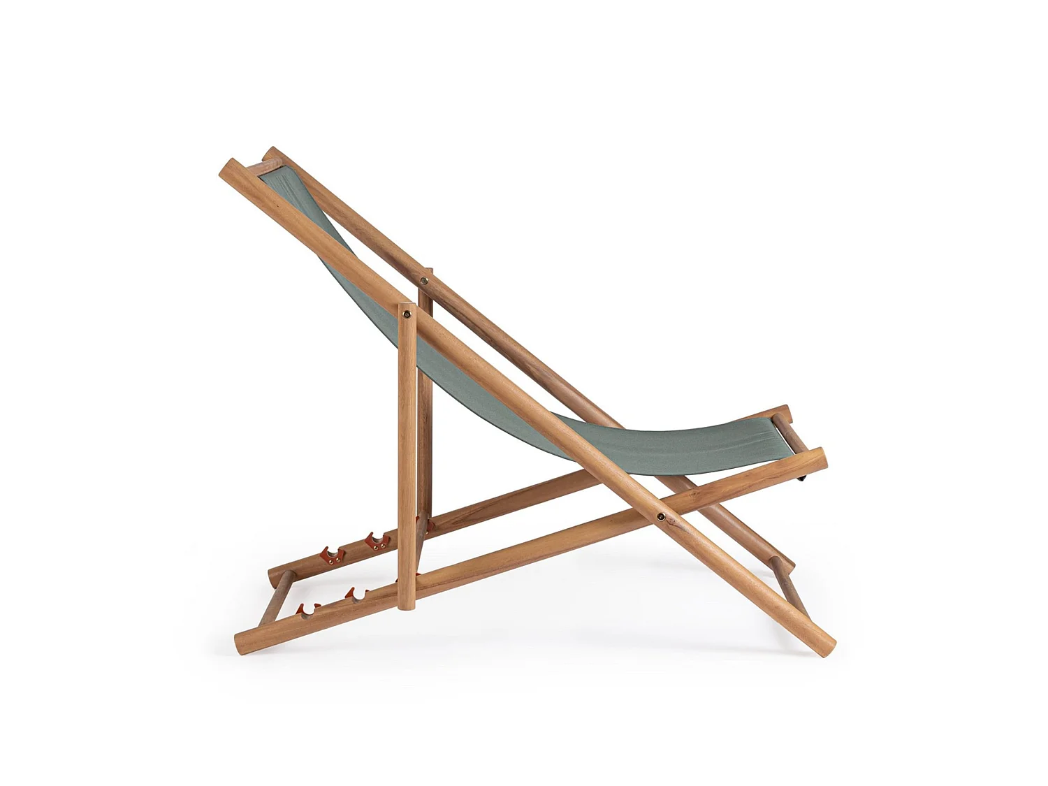 Lot de 2 chaises longues en acacia et tissu vert - MONSARAZ