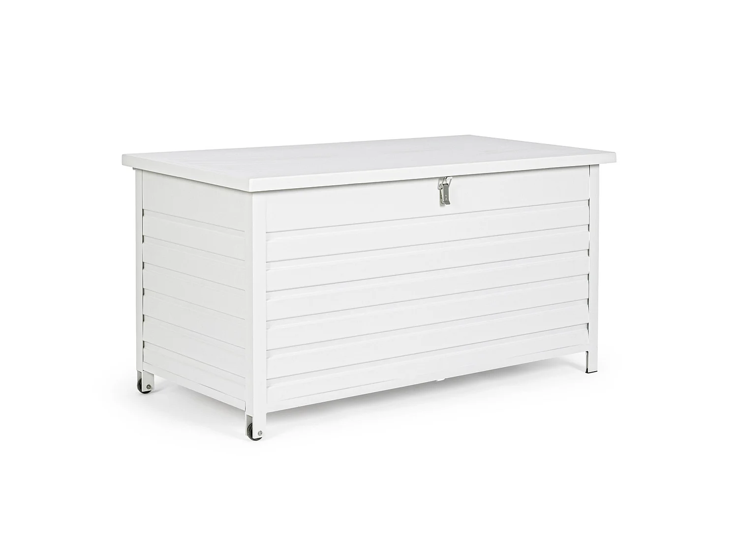 Skrzynia ogrodowa z białego aluminium, z kółkami - BURGOS