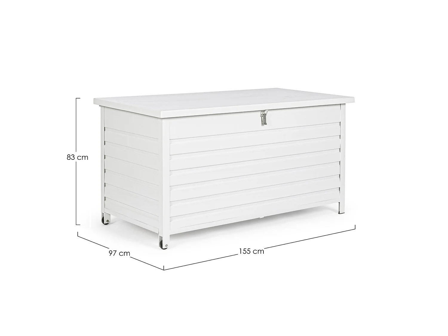 Skrzynia ogrodowa z białego aluminium, z kółkami - BURGOS