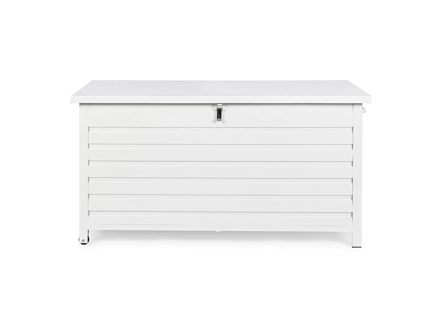 Skrzynia ogrodowa z białego aluminium, z kółkami - BURGOS