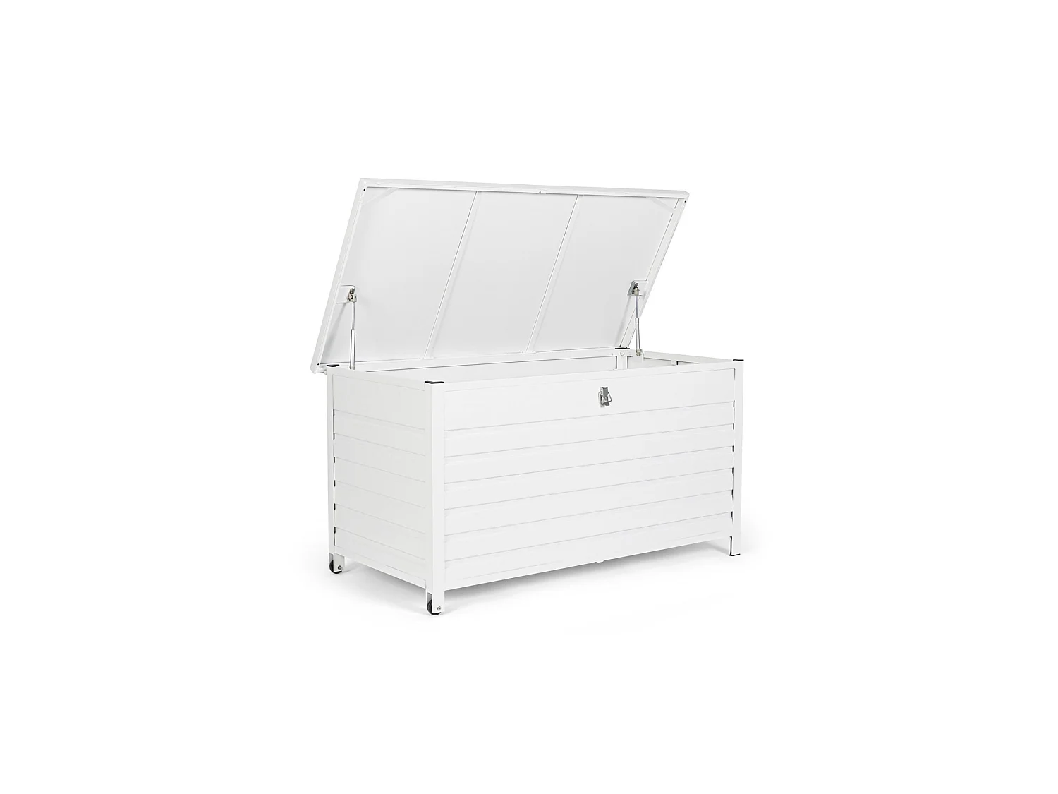 Skrzynia ogrodowa z białego aluminium, z kółkami - BURGOS
