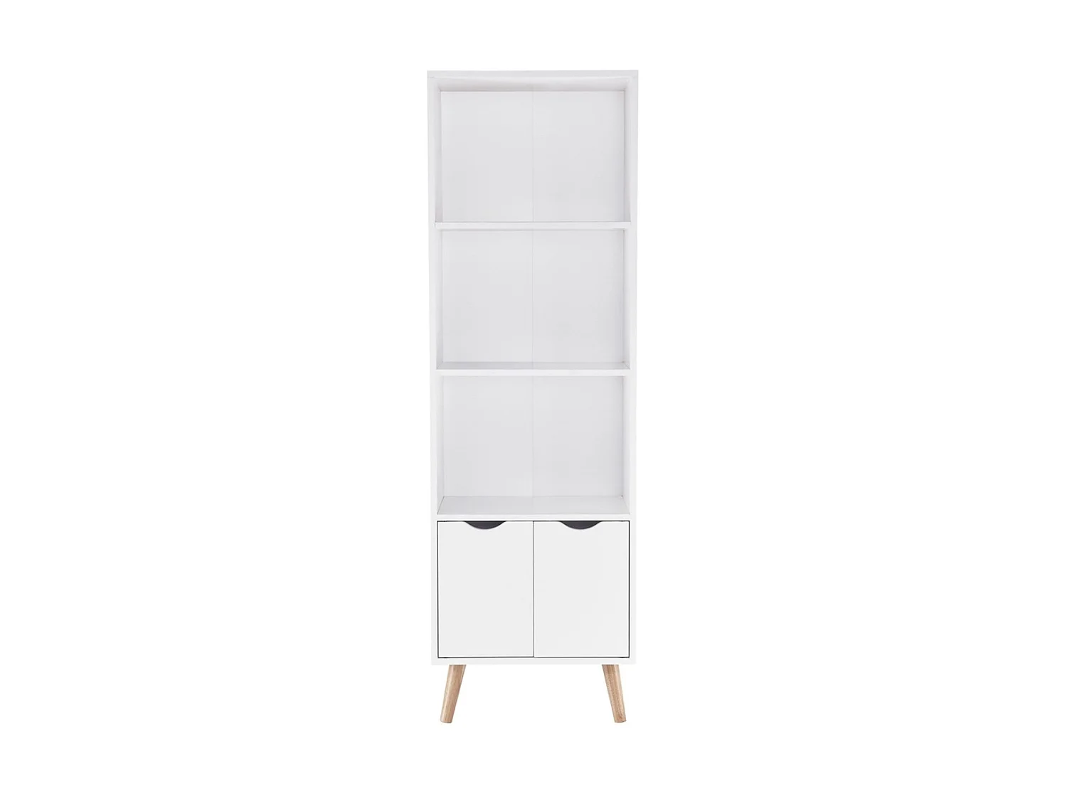 Estantería Blanca con 2 Puertas – 50x30x160 cm – Mueble Auxiliar Moderno con Patas de Madera de Pino – Diseño Nórdico y Funcional