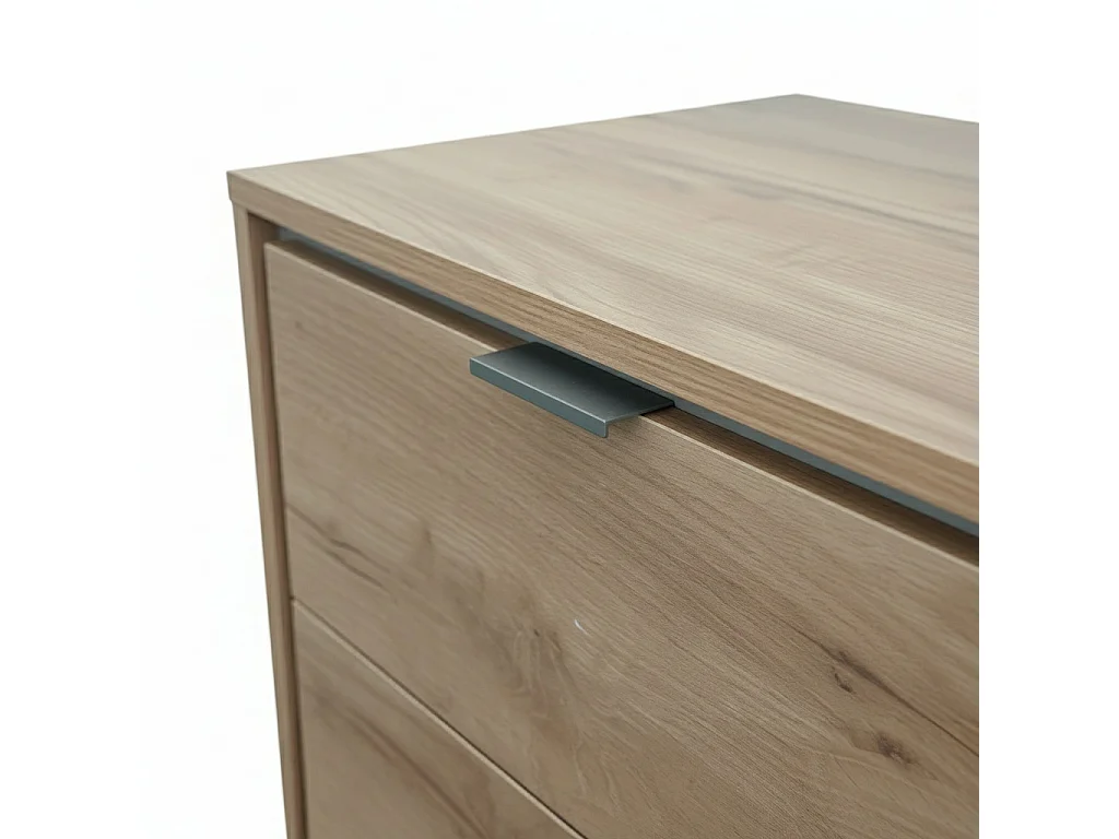 Conjunto de Dormitorio en Roble Natural – Cabecero 168 cm + 2 Mesitas de Noche con Cajones – Diseño Moderno con Detalles Metálicos Níquel