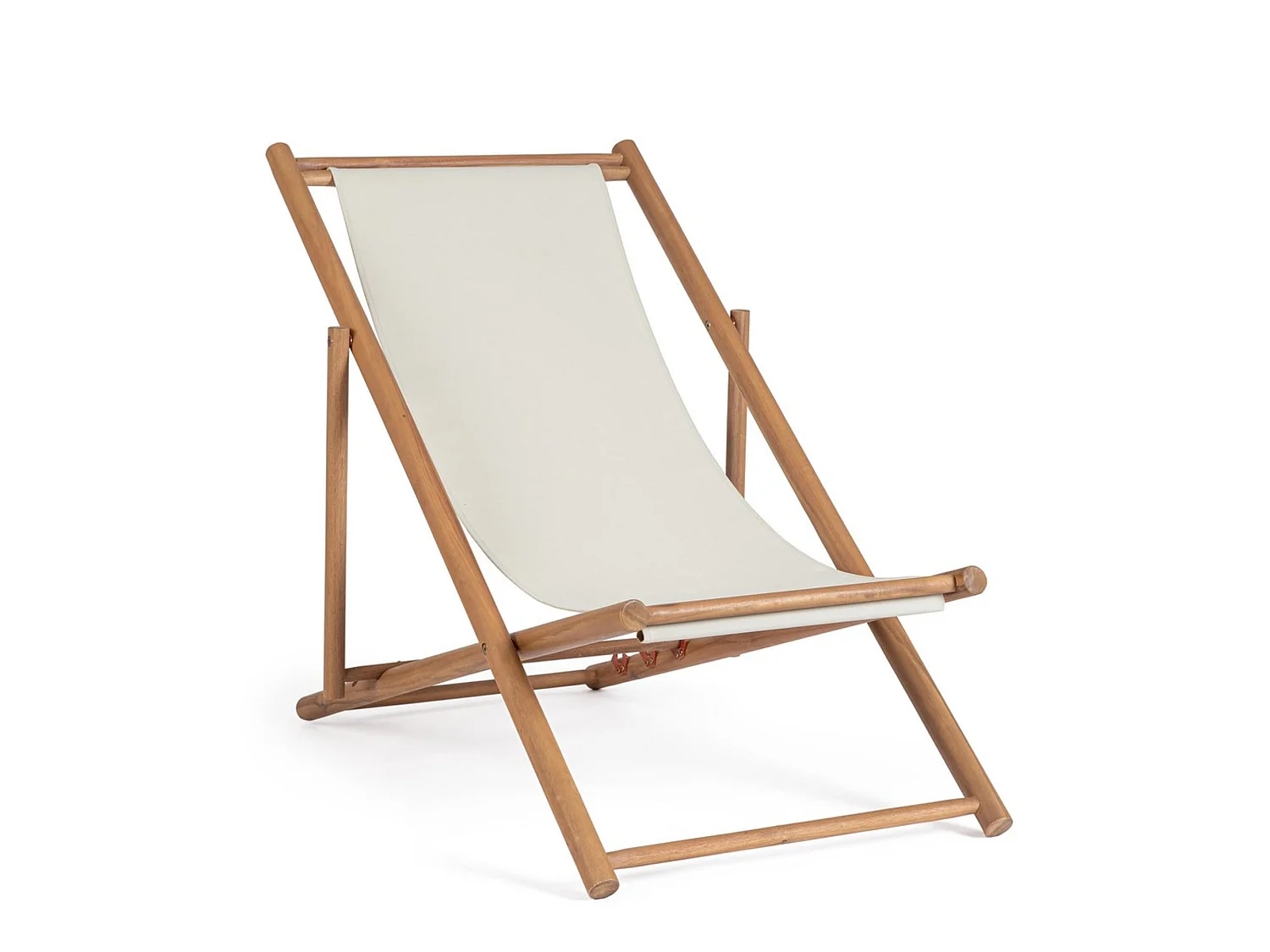 Lot de 2 chaises longues en acacia et tissu blanc - MONSARAZ