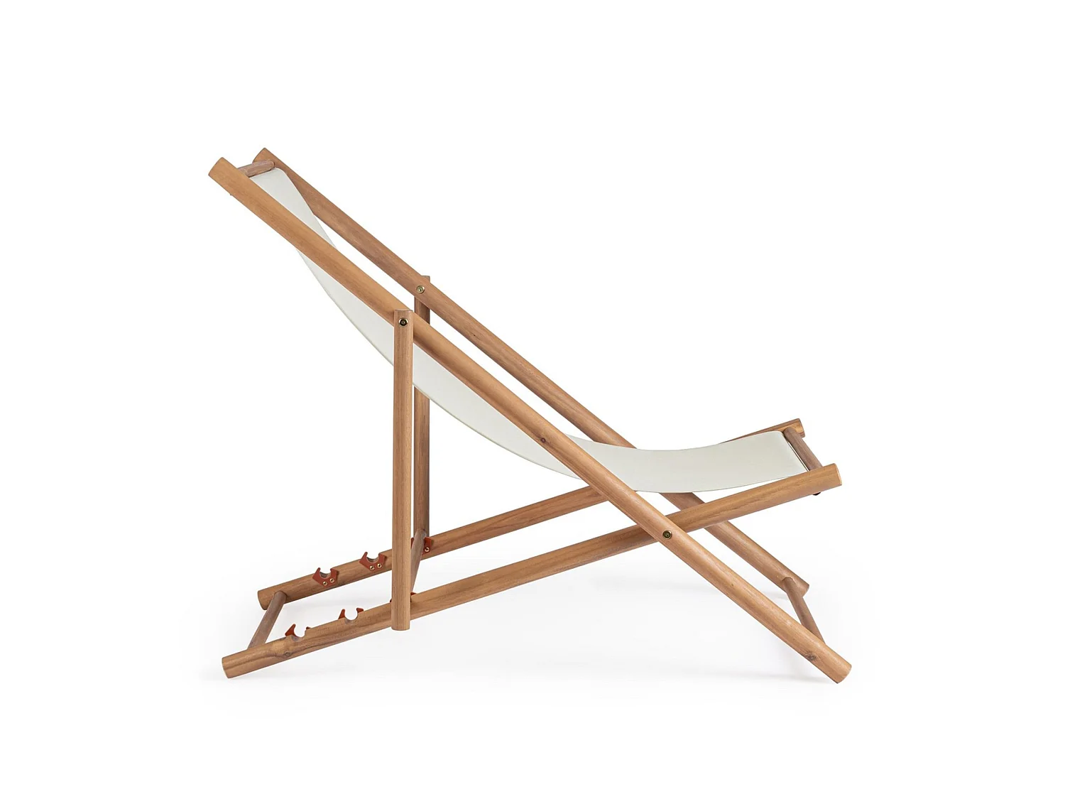 Lot de 2 chaises longues en acacia et tissu blanc - MONSARAZ