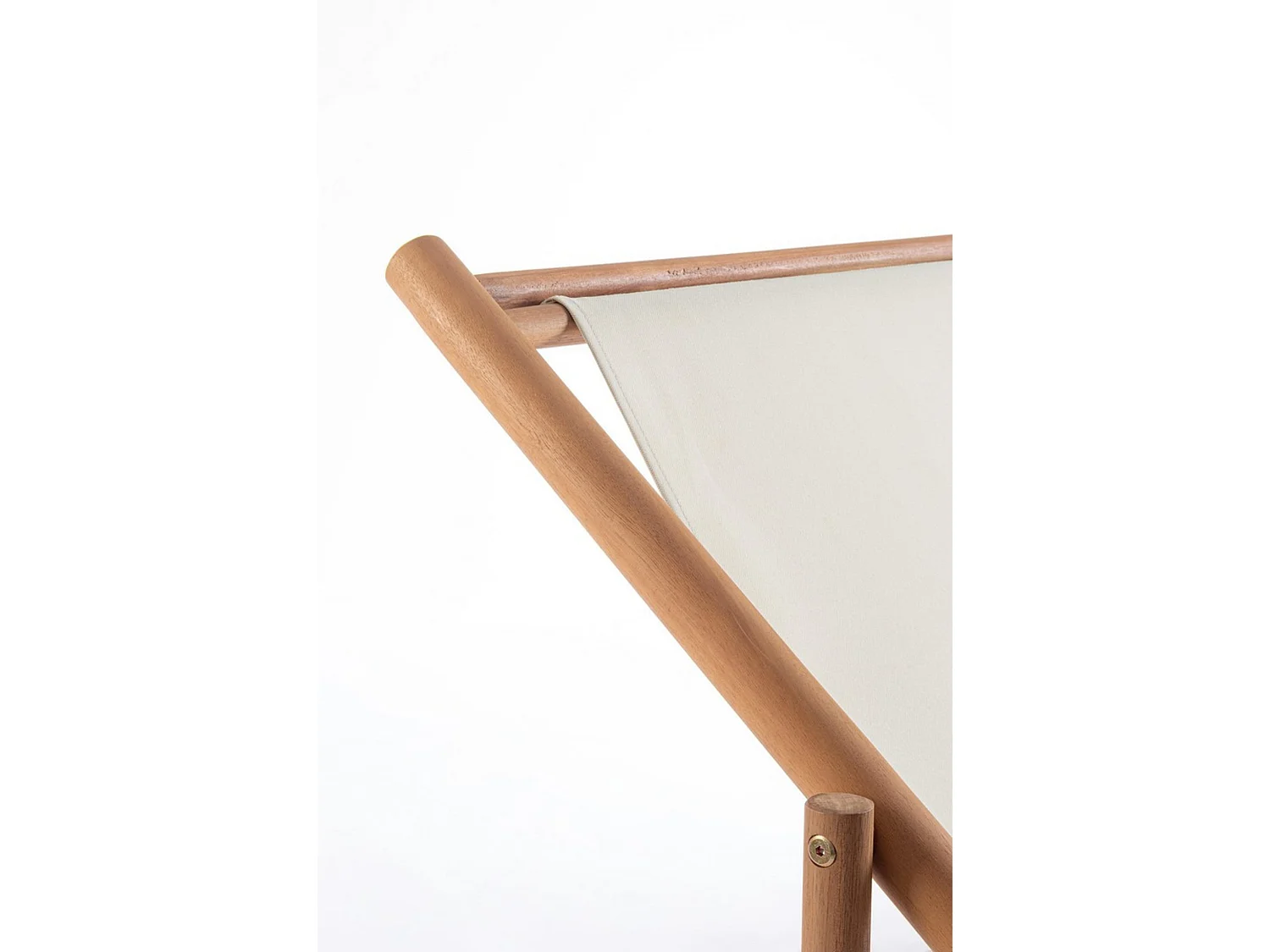 Lot de 2 chaises longues en acacia et tissu blanc - MONSARAZ