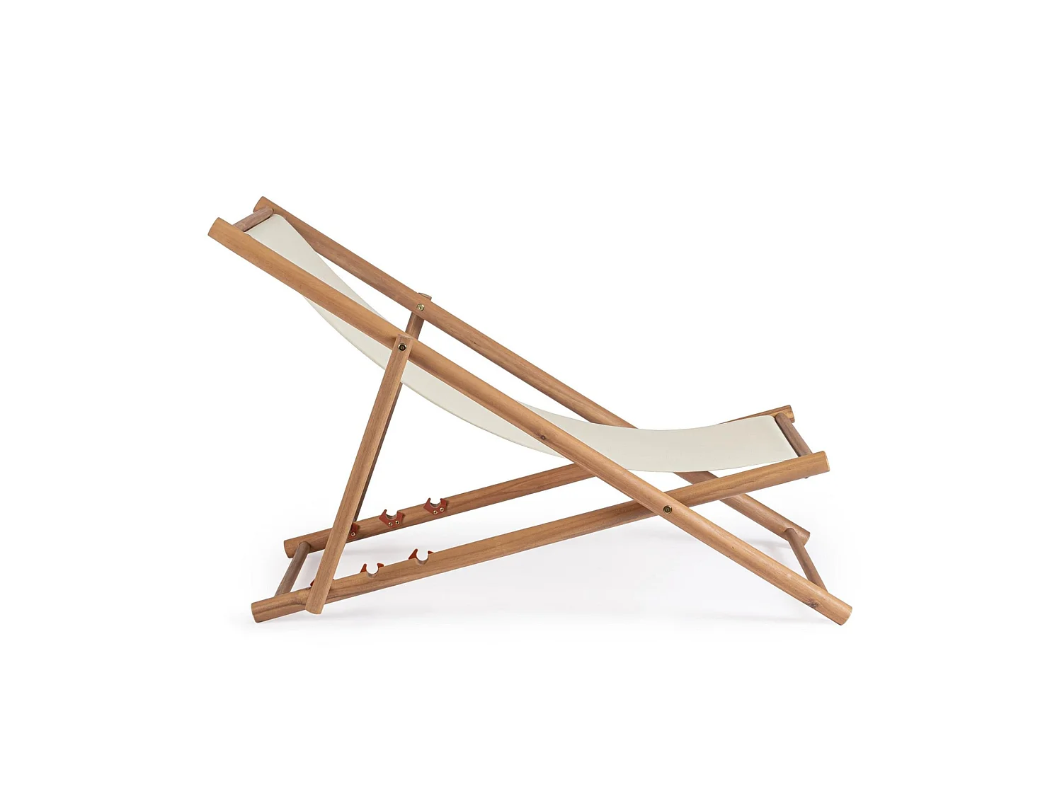 Lot de 2 chaises longues en acacia et tissu blanc - MONSARAZ
