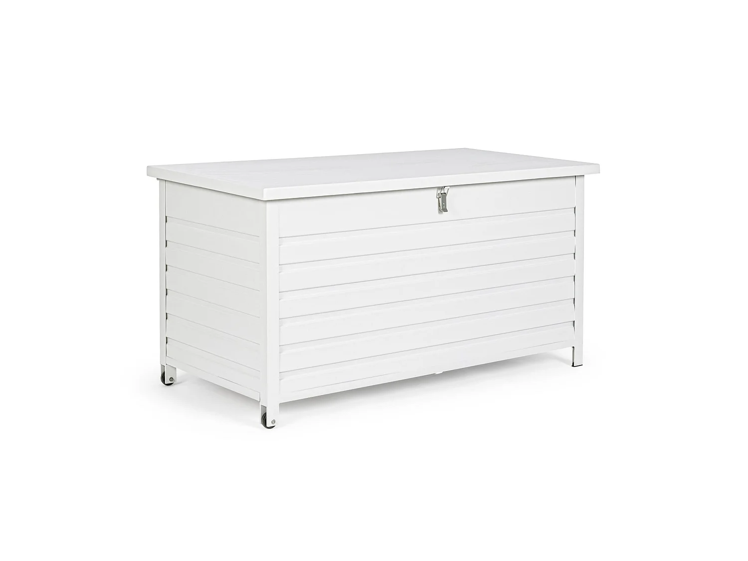 Skrzynia ogrodowa z białego aluminium, z kółkami - BURGOS