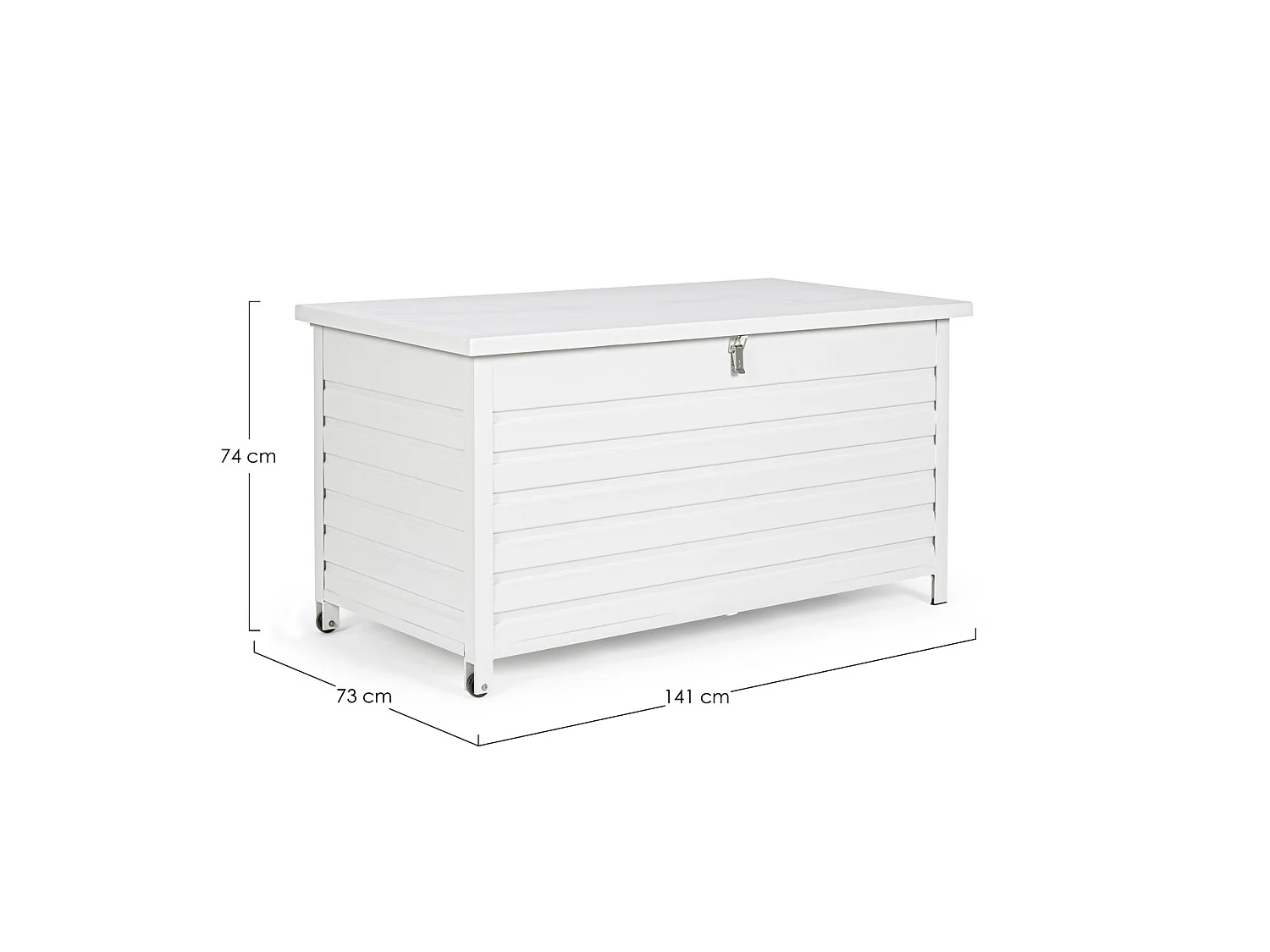 Skrzynia ogrodowa z białego aluminium, z kółkami - BURGOS