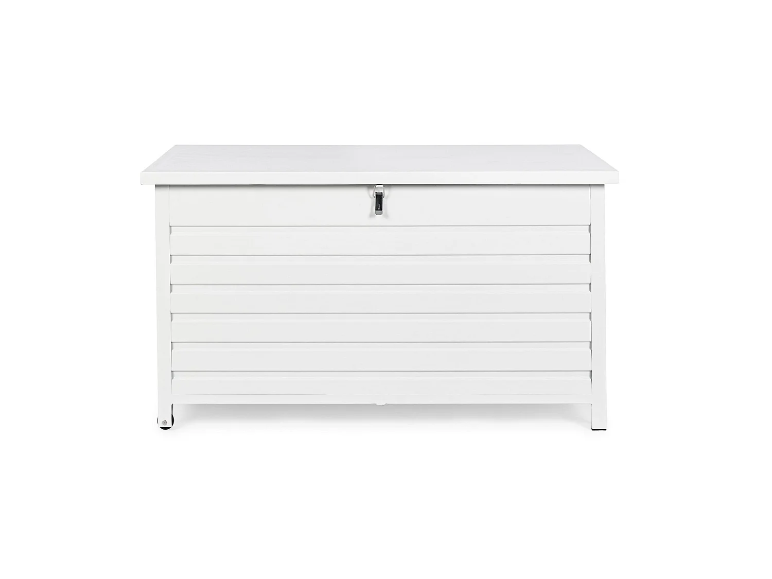 Skrzynia ogrodowa z białego aluminium, z kółkami - BURGOS