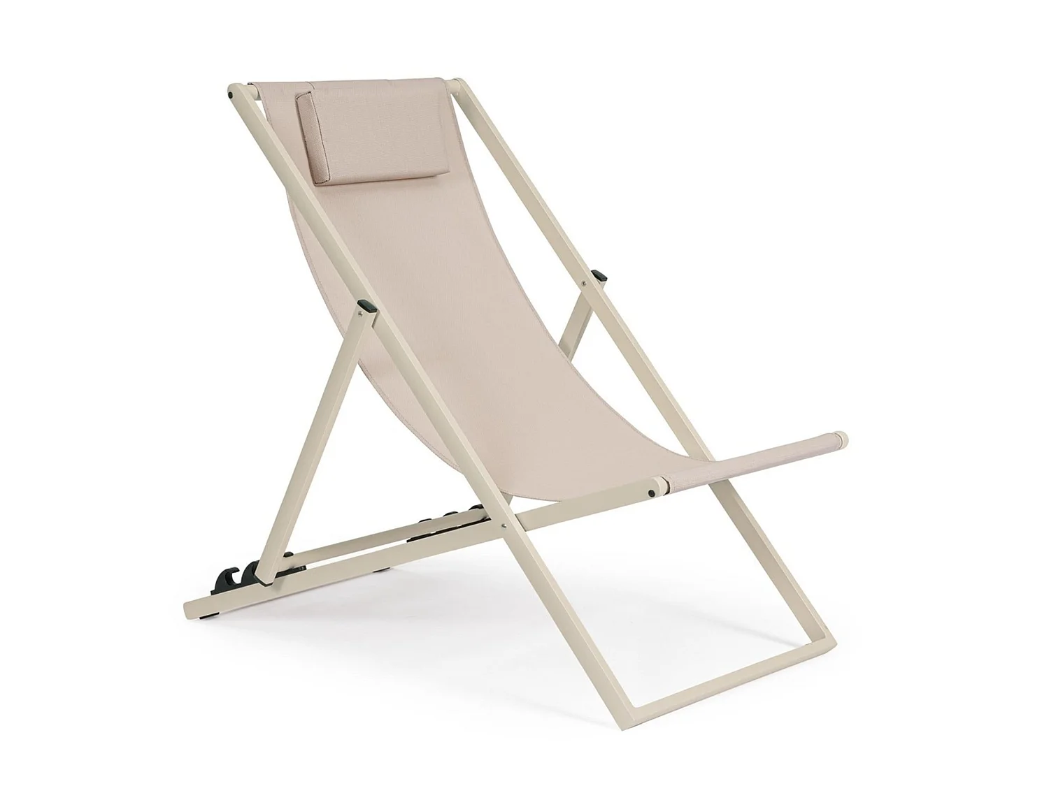 Lot de 4 chaises longues de jardin en textilène et structure en aluminium beige - TAYLOR