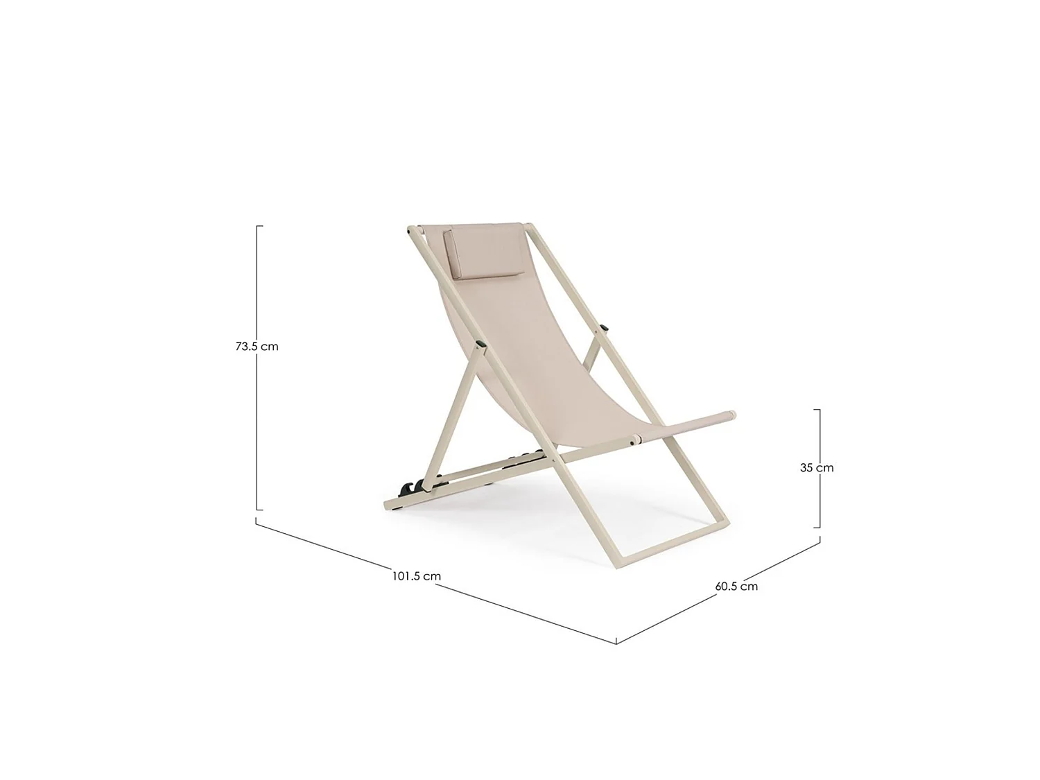 Lot de 4 chaises longues de jardin en textilène et structure en aluminium beige - TAYLOR
