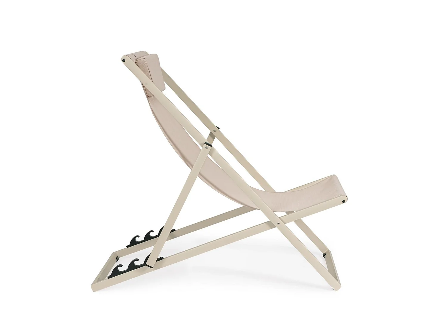 Lot de 4 chaises longues de jardin en textilène et structure en aluminium beige - TAYLOR