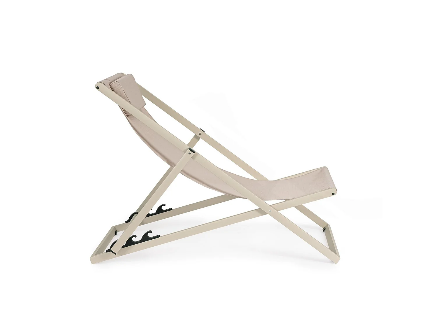 Lot de 4 chaises longues de jardin en textilène et structure en aluminium beige - TAYLOR