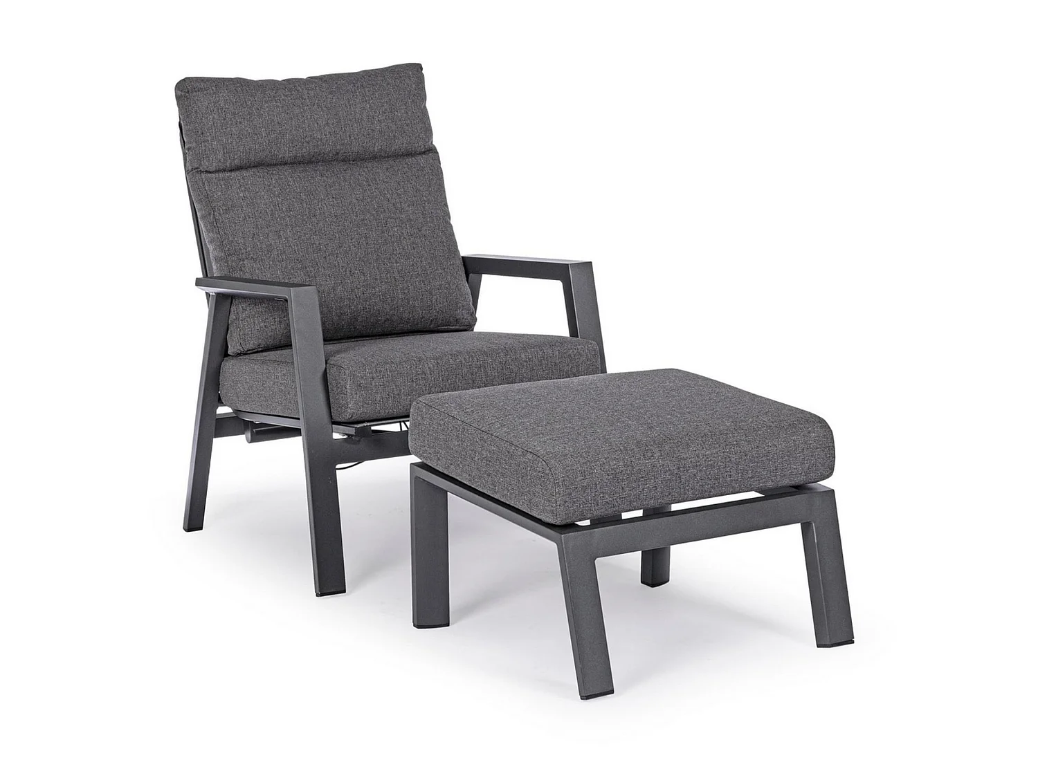 Repose-pieds de jardin avec coussin et structure en aluminium anthracite - OVIEDO