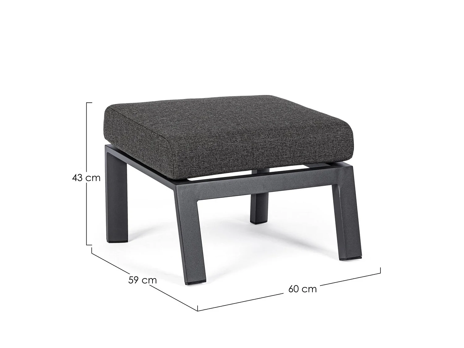 Repose-pieds de jardin avec coussin et structure en aluminium anthracite - OVIEDO