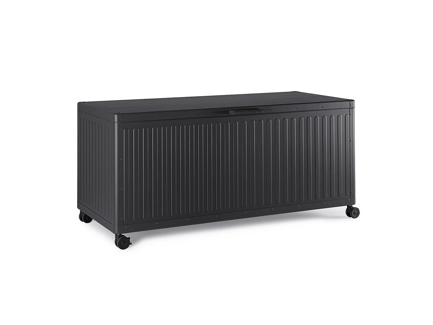 Coffre de jardin en aluminium anthracite, avec roulettes et poignée  - BRAGA